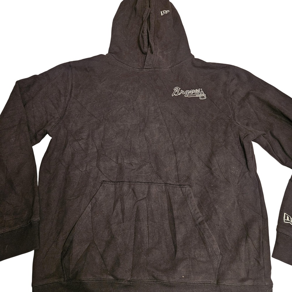 Atlanta Braves Hoodie Mens Large Black MLB Baseball Camo A Pullover New Era 2023